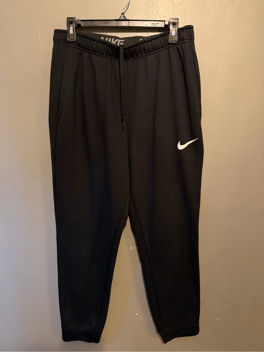 Nike Black Men's Jogger Sweatpants with White Swoosh